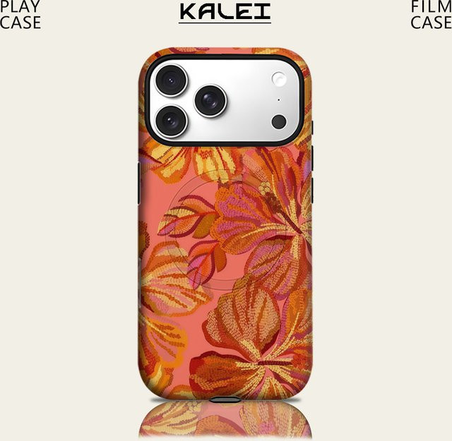 Robuste magnetische Hibiskus Handyhülle mit Sonnenuntergang-Design für iPhone 17 16 15 14 13 Pro Max Plus von Potdemiel in Multicolour - Bild 1