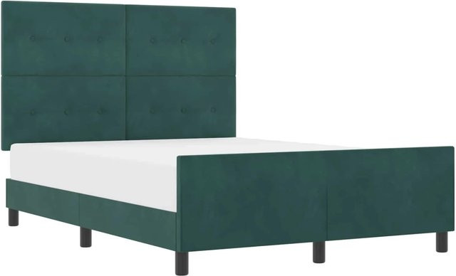 vidaXL Boxspringbett mit Kopfteil in Dunkelgrün aus Samt, B/T: 160 x 200 cm - Bild 1