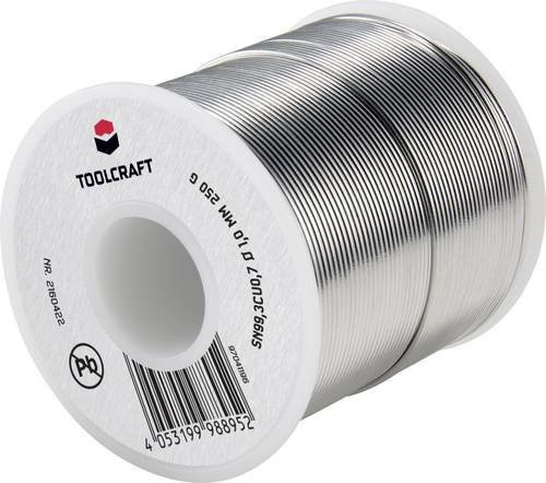 TOOLCRAFT Lötzinn bleifrei Sn99,3Cu0,7 in der Spule, Farbe: Silber, 250 g, 1 mm - Bild 1