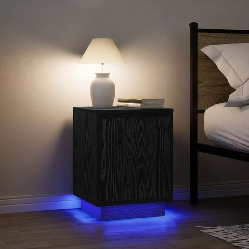 Vidaxl Set aus 2 modernen Nachttischen mit LED-Leuchten in Schwarz, B/T/H: 38 x 34 x 50 cm - Bild 1