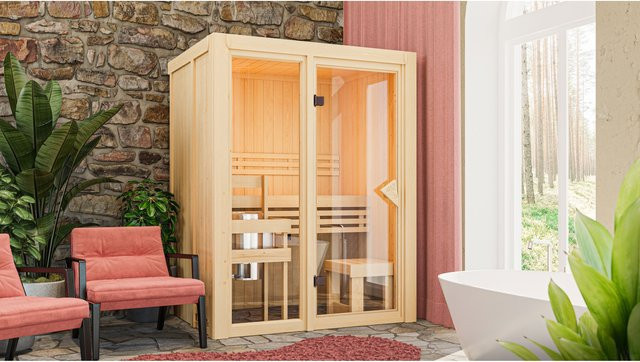 Karibu Bio-Sauna Set View 1 naturbelassen inklusive 3,6kW Ofen - Bild 1