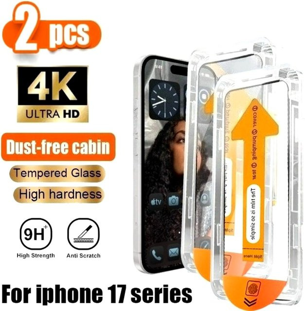 DIXSG 2er Pack Ultraklare Displayschutzfolie aus Glas für iPhone 11 bis iPhone 17 Pro Max, transparent, staubfreie und einfache Installation - Bild 1