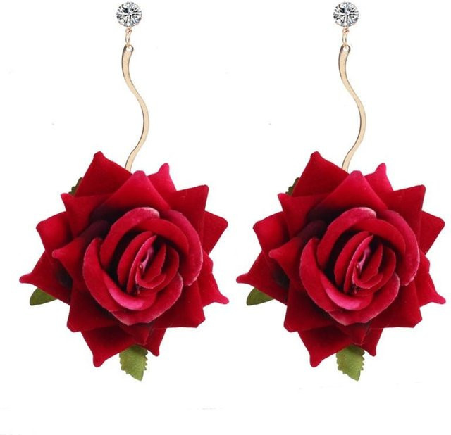 Suansuande Ohrringe, Rosenblüten, Rot, Roségold, Kinder, Frauen - Bild 1