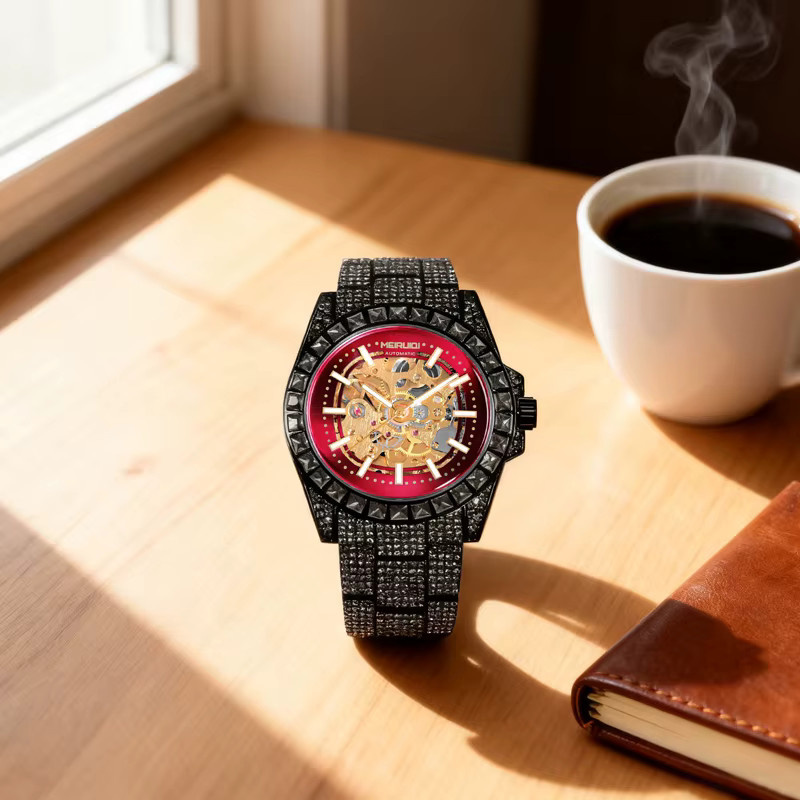 MEIRUIQI Armbanduhr, Automatik, Edelstahl, Schwarz, Herren - Bild 3