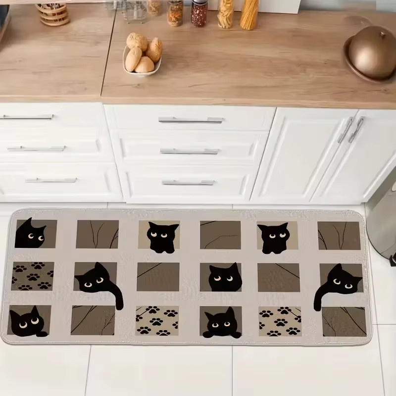 VIKAMA Küchenmatte mit Katzenpfotenmuster, rutschfest, waschbar und schmutzabweisend für Küche und Flur - Bild 2