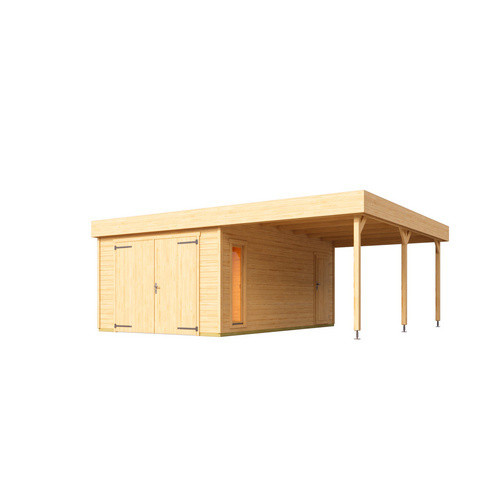 Lasita Maja Blockgarage Bahamas aus Holz in Braun-beige Natur mit Holztor und Seitentür, B/T: 820 x 560 cm - Bild 3