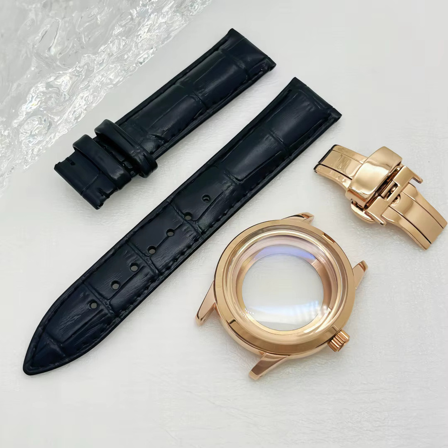 Brangdy Uhrenarmband Leder, Schmetterlings-Doppelschnalle, 39 mm - Bild 1