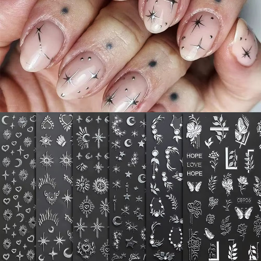 MAFANAILS Nail Art Sticker, Silber, Metallic, Unisex - Bild 4