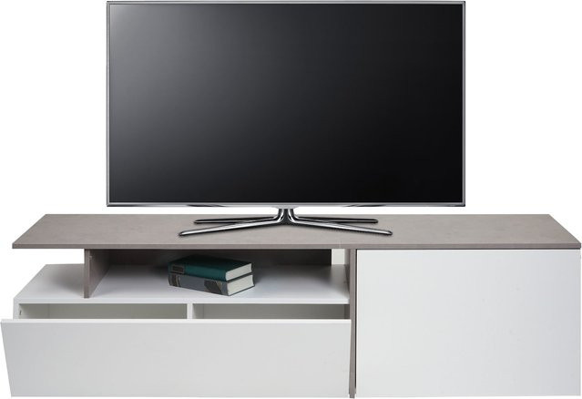 MCW TV-Rack L34 Lowboard in Beton-Optik Weiß und Grau aus Pappelholz, B/T/H: 161 x 45 x 40 cm - Bild 1