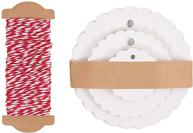 Rico Design Paper Poetry Geschenkanhänger Rosette in Weiß mit Baumwollband, 30 Stück - Bild 1