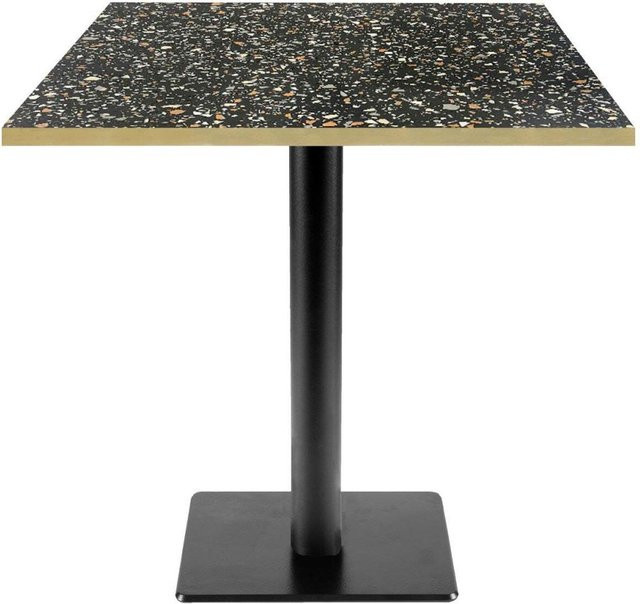 RestooTab Tisch Milan T quadratisch in Schwarz Terrazzo mit Messing-Optik, B/T/H: 70 x 70 x 75 cm - Bild 1