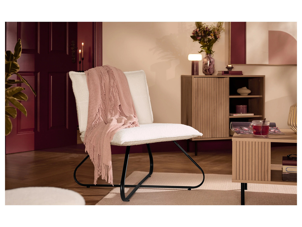 LIVARNO HOME Sessel in modernem Design mit Bouclé-Stoff und Metallgestell, Höhe: 77 cm, Breite: 71 cm, Tiefe: 64 cm - Bild 3