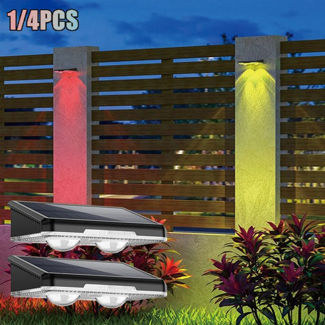LINYILIGHT Solar-Zaunleuchten RGB-LED Wandleuchten Schwarz für Terrasse und Garten mit Dämmerungssensor - Bild 1