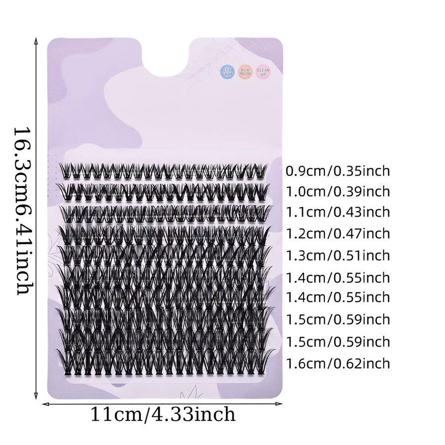 JIEFUXIN Wimperncluster-Set Wispy Volume Lashes 8–16 mm D Curl, 200 Stück - Bild 3