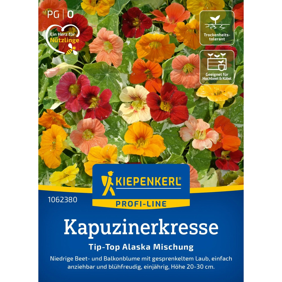 Kiepenkerl Kapuzinerkresse Tip Top Alaska Mischung mehrfarbig Blumensamen für Mauern, Steingärten, Hochbeete und Töpfe - Bild 2