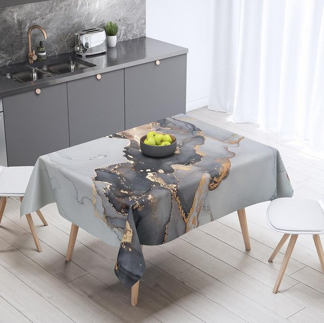 JMG Household Supplies Tischdecke mit Marmorprint in Grau, rechteckig, fleckenabweisend und wasserabweisend, B/T: 100 x 140 cm - Bild 1