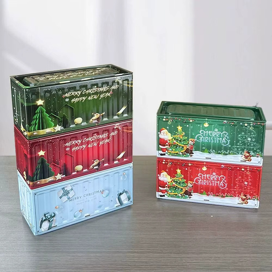 Rote Weihnachtsdose aus Zinn im Vintage-Stil als langlebige Aufbewahrungsbox für deine Büroorganisation - Bild 4