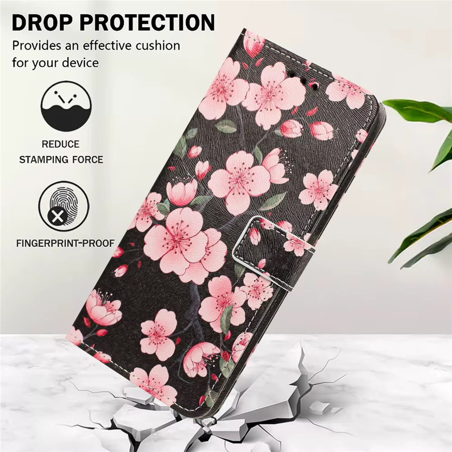 Motorola Handyhülle aus Leder mit Blumenmuster und Trageriemen in Multicolour für MOTO G85 G75 G55 G35 G15 G04 G14 G24 G34 G54 G84 als Flip Back Cover - Bild 6