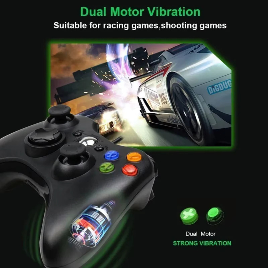 GAMROMBO Game Controller für Xbox 360, Slim und Windows 7/8/10, kabelloses Bluetooth Gamepad mit Dual Vibration und Joystick in Schwarz oder Weiß - Bild 3