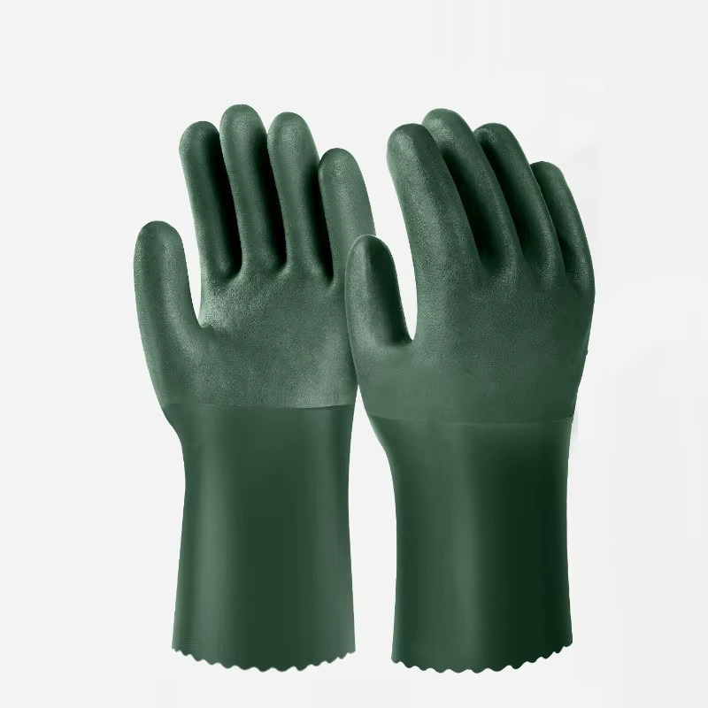 Grüne industrielle Arbeitsschutzhandschuhe wasserdicht ölbeständig säurebeständig und korrosionsbeständig mit Rutschfestigkeit - Bild 4