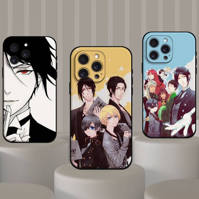 B-Black Butler Handyhülle für iPhone 11 bis 17 Pro Max, matte weiche Silikonhülle, Multicolor - Bild 1