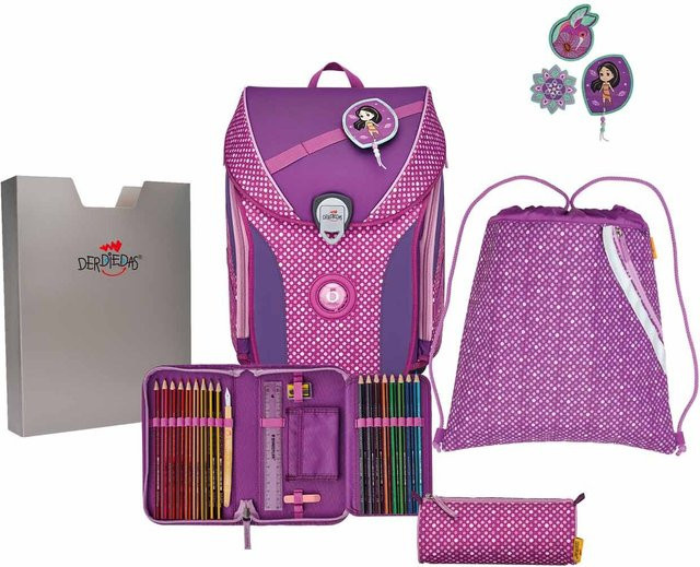DerDieDas ErgoFlex MAX Schulrucksack-Set 5-teilig mit Sportbeutel Purple Dots in Purple - Bild 1