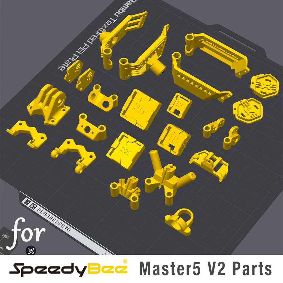SpeedyBee Master5 v2 TPU 3D-gedruckte GPS-Antenne und O4Pro VTX-Halterung in Gelb - Bild 3