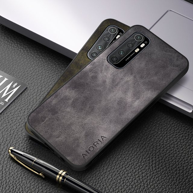 Luxus Schutzhülle aus PU-Leder für Xiaomi Mi Note 10 Lite und Xiaomi Mi Note 10 Pro in Grau - Bild 1