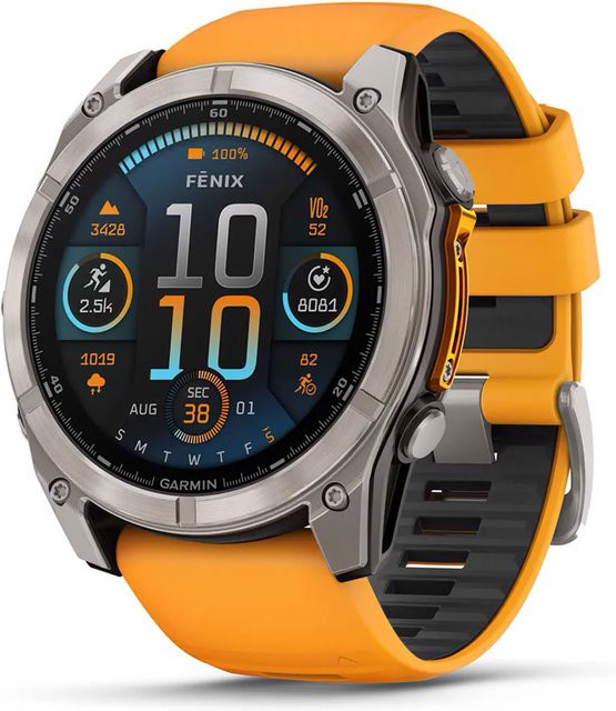 Garmin Smartwatch fenix 8, Saphirglas, Titan, Silikonband, 51 mm, Herren - Bild 1
