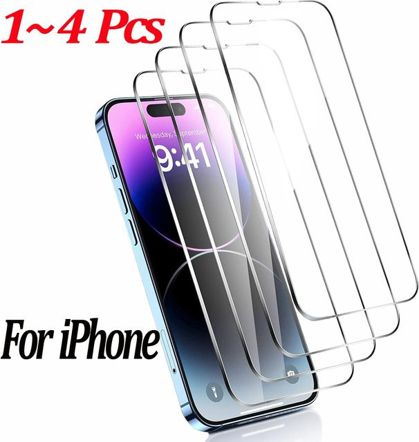 Apple iPhone Schutzfolie aus gehärtetem Glas, transparent, 1-4 Stück - Bild 1