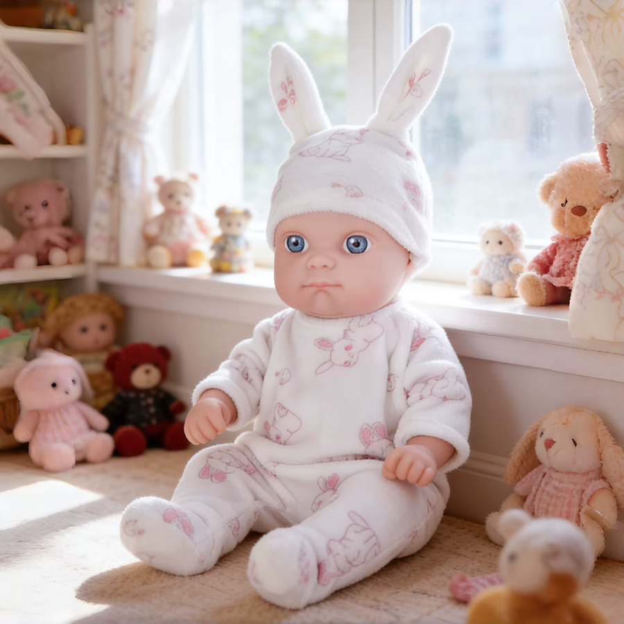 dearbei Hasenförmige Schlafanzug-Babypuppe, Reborn-Puppe, 20 cm, Rosa / Pink - Bild 3