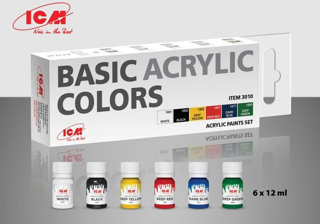 ICM Acrylfarben-Set Basic Farben Multicolor 6 x 12ml - Bild 1