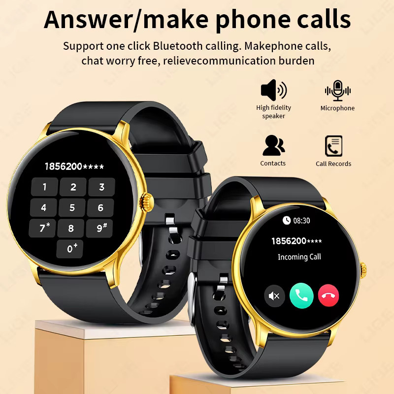 LIGE Smartwatch, Damen, 1,38 Zoll, Schwarz, Silikon - Bild 3
