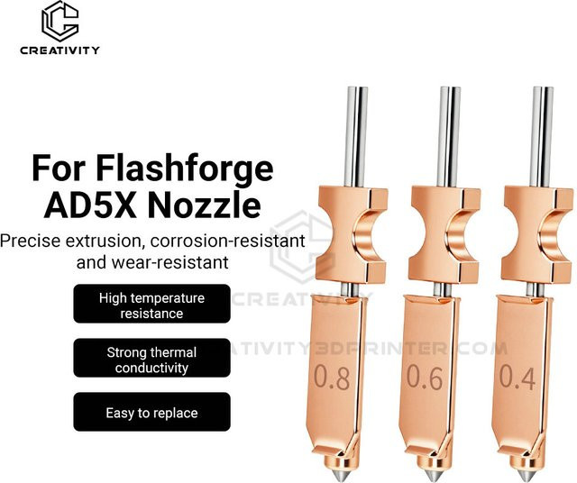 Flashforge AD5X gehärtete Düse 0,4mm für Extruder und Hotend als 3D Drucker Zubehör - Bild 1