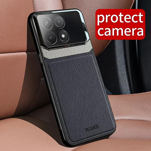 Xiaomi Ledertasche für Redmi Note 14 13 Turbo K70 Ultra K60 K50 Pro Poco M6 Pro X6 X5 mit Kamera-Vollschutz und stoßfester Abdeckung - Bild 1