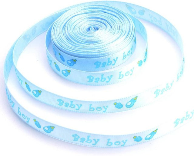 DIYelecs Bedrucktes Band für Babyparty Dekoration und Geschenkverpackung, Blau, Breite: 1 cm, Länge: 9,14 m - Bild 1