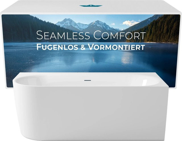 Calmwaters Vorwand-Badewanne Seamless Comfort Komplettset in Weiß, links mit Schürze, fugenlos und vormontiert, B/T: 160 x 75 cm - Bild 1