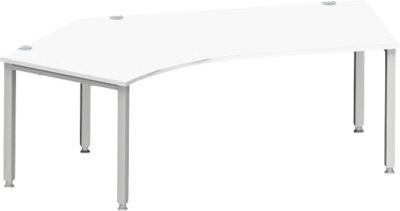 Schäfer Shop Genius Winkelschreibtisch MODENA FLEX 135 Grad mit Ansatz links, 4-Fuß-Quadratrohr, Breite: 216,5 cm, weiß/weiß - Bild 1