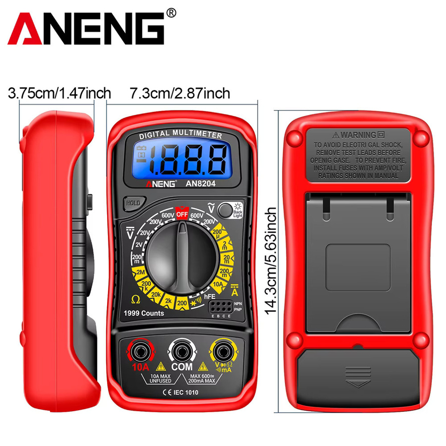 ANENG AN8204 Digitalmultimeter mit 1999 Zählungen für AC/DC Spannung, Strom bis 10 A und Widerstand - Bild 6