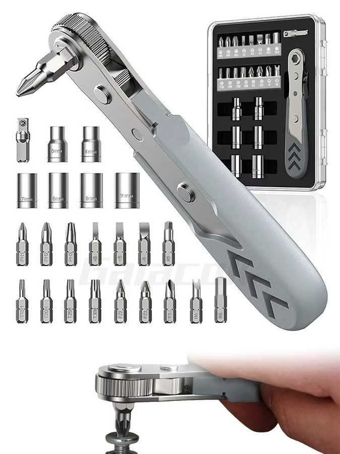 Galacok 24 in 1 Ratschenschraubendreher-Set mit 36-Zahn Mini-Steckschlüsselsatz für Autoreparaturen und Handwerk - Bild 2