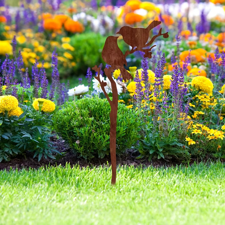 Rostiger Vogel-Gartenstecker aus Metall in Braun als Outdoor-Dekoration für deinen Garten - Bild 2