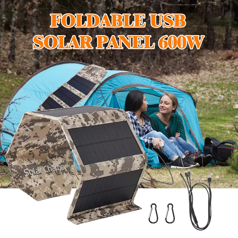 ZRGAE Zusammenklappbares Solarpanel-Solarladegerät mit USB 5 V und Kabel, Tragbare Solar-Powerbank für Outdoor, Camping und Wandern, Mehrfarbig - Bild 2