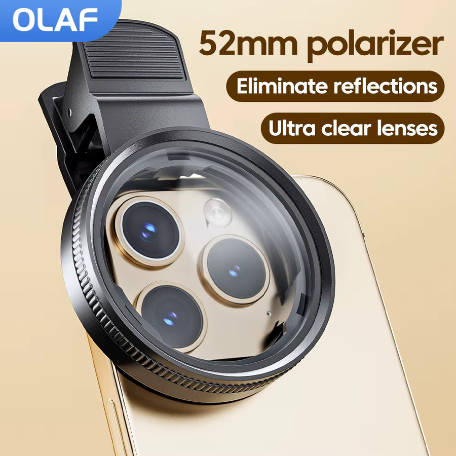 elough CPL Universal Clip-Handyobjektiv mit 52 mm kreisförmigem Polarisationsfilter für iPhone, Samsung und Smartphones, Schwarz - Bild 2