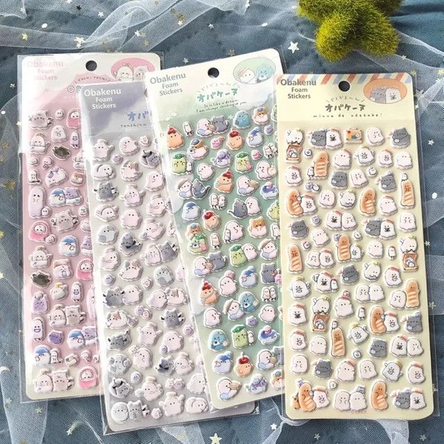 4er-Set Authentische 3D-Aufkleber Youyou Family Cute Little Ghost von Anime Worlds Store in Multicolor als Belohnungs-Cartoon-Dekor für Kinder - Bild 1