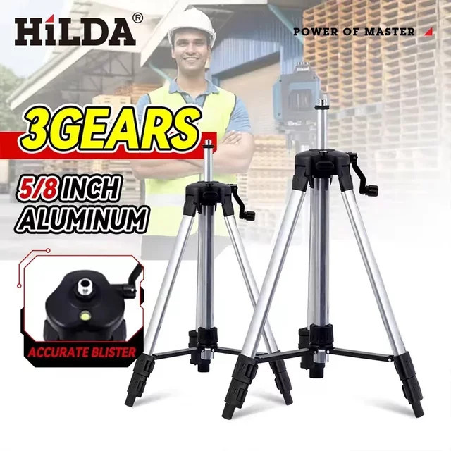 Hilda Laser-Nivellierstativ aus Aluminium in Silber, professionelles Stativ für Laser-Nivelliergeräte, Höhe: 120 cm - Bild 1