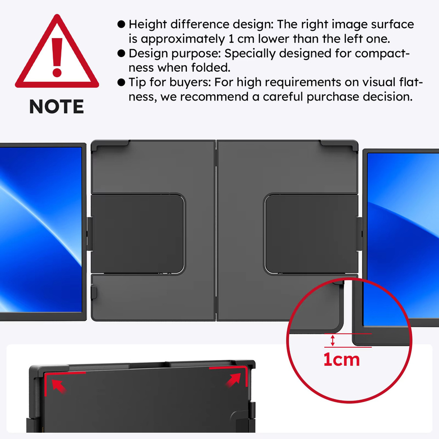 Dopesplay Triple-Screen-Extender für Laptop, 15,6 Zoll, 1080P FHD IPS, Schwarz, USB-C, tragbarer Dual-Monitor für 13-17 Zoll Mac und Chrome - Bild 6