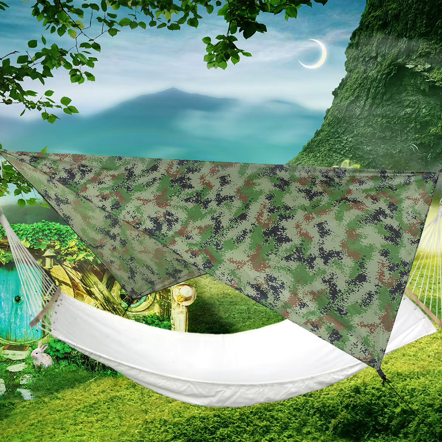 Wasserdichte Tarnplane ATUOTIN aus Polyester mit silberner Beschichtung für Outdoor, Camping und Strand, B/H: 145 x 100 cm, Farbe: Silber/Mehrfarbig - Bild 3