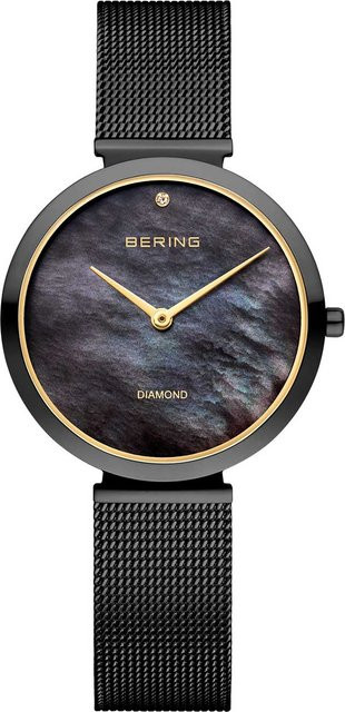 Bering Damenuhr, Quarz, Edelstahl, Schwarz, 32 mm, 3 ATM - Bild 1