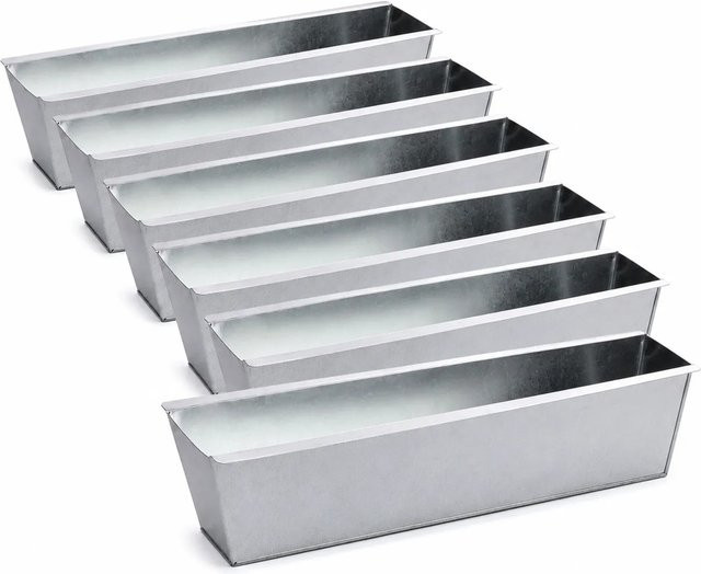 BigDean 6er Set Zink Paletten Blumenkästen aus Metall in Silber für Balkon und Garten - Bild 1