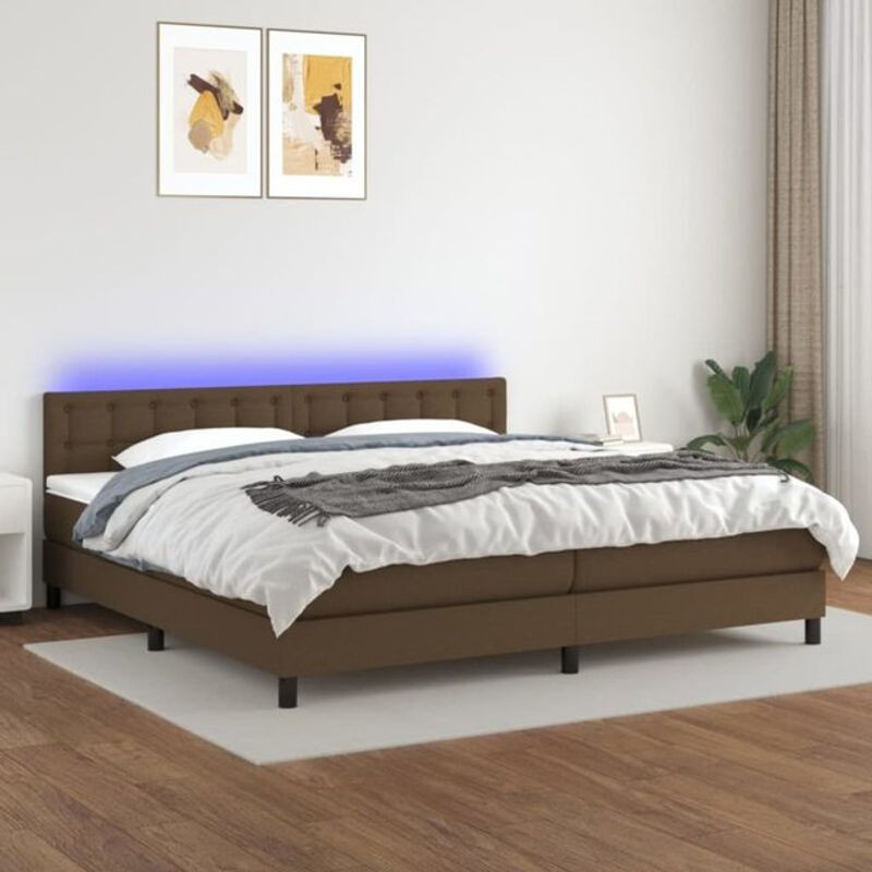 vidaxl Boxspringbett mit Matratze in Braun aus Stoff und Holzwerkstoff B/T: 200 x 200 cm - Bild 1